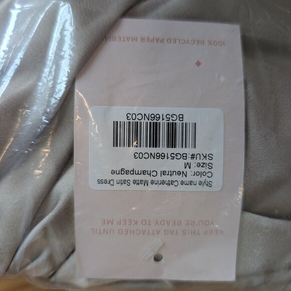 NEW Birdy Grey Catherine Matte Satin Dress in Neutral Champagne (Size Medium) - Picture 4 of 6